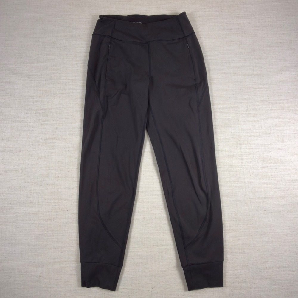 Athleta Womens High Rise Zipper Pocket Joggers Charcoal Gray Tapered Pants‎